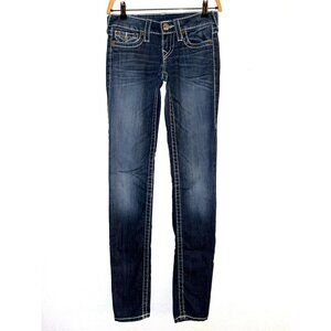 True Religion Skinny W/Flaps Natural Big T Jeans Size 25